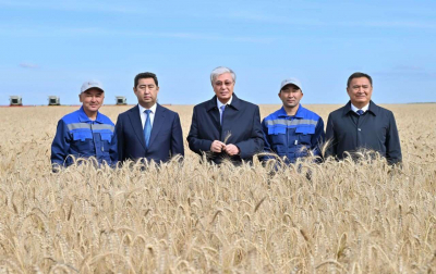 Токаев ознакомился с ходом уборочной кампании в Акмолинской области